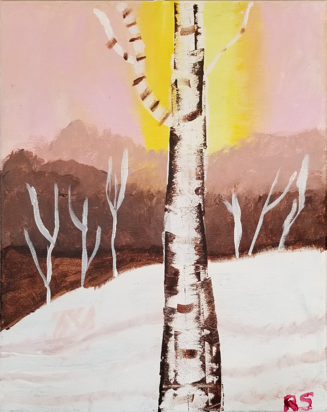 Tree and Sunset Painting