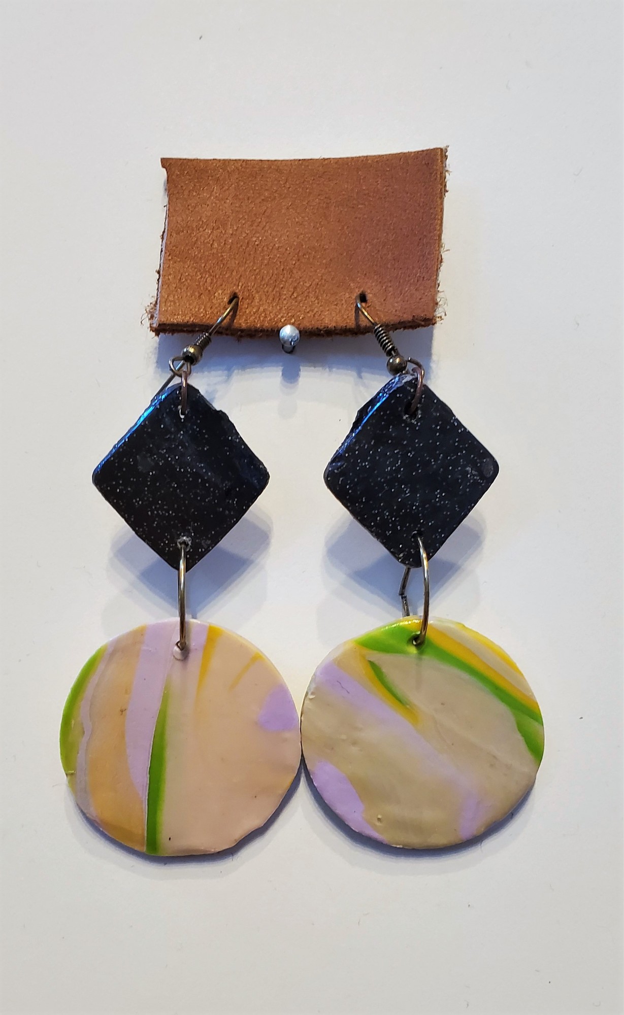 Two Tier Marbled Polymer Clay Earrings