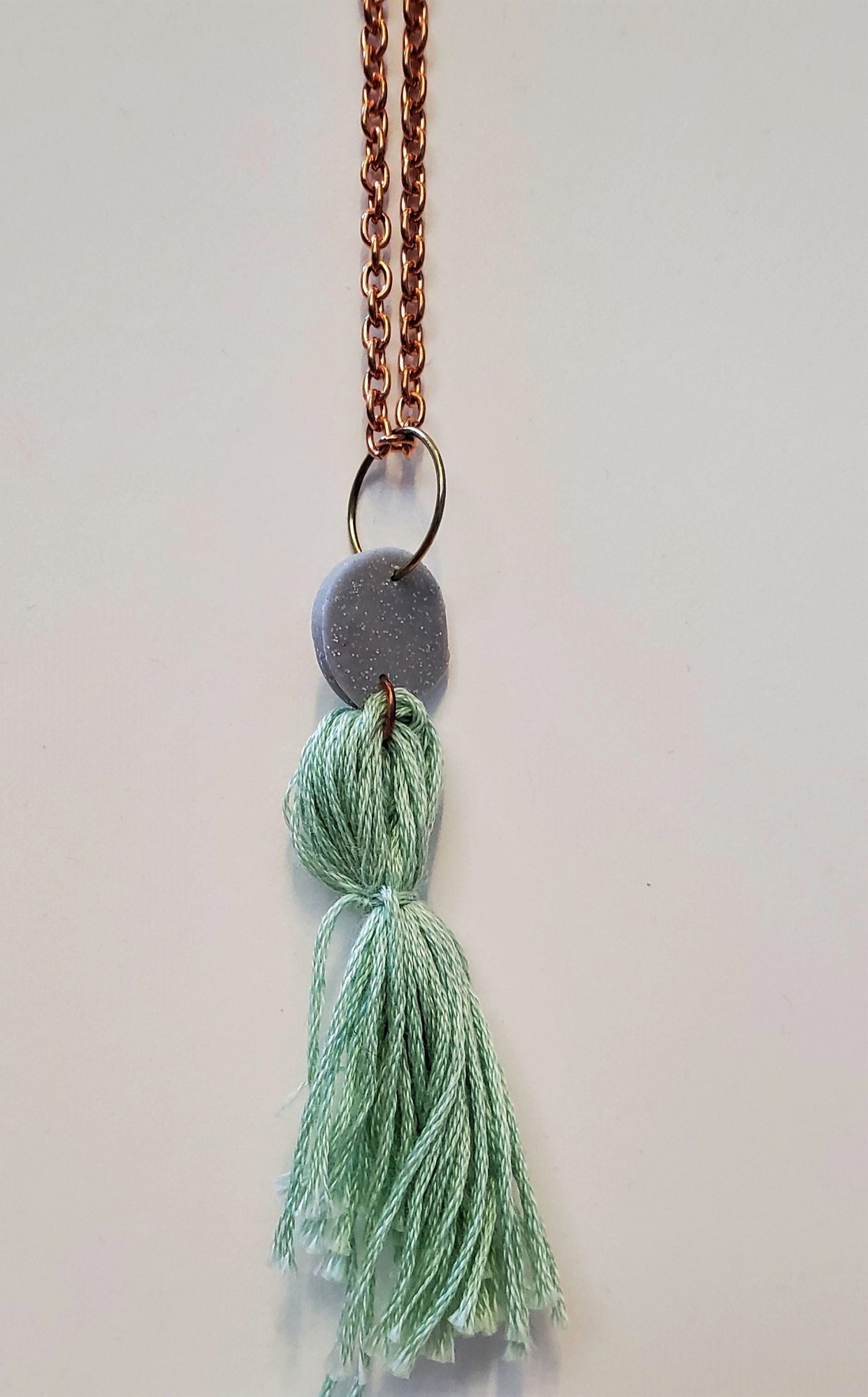 Polymer Tasseled Necklace - mint green