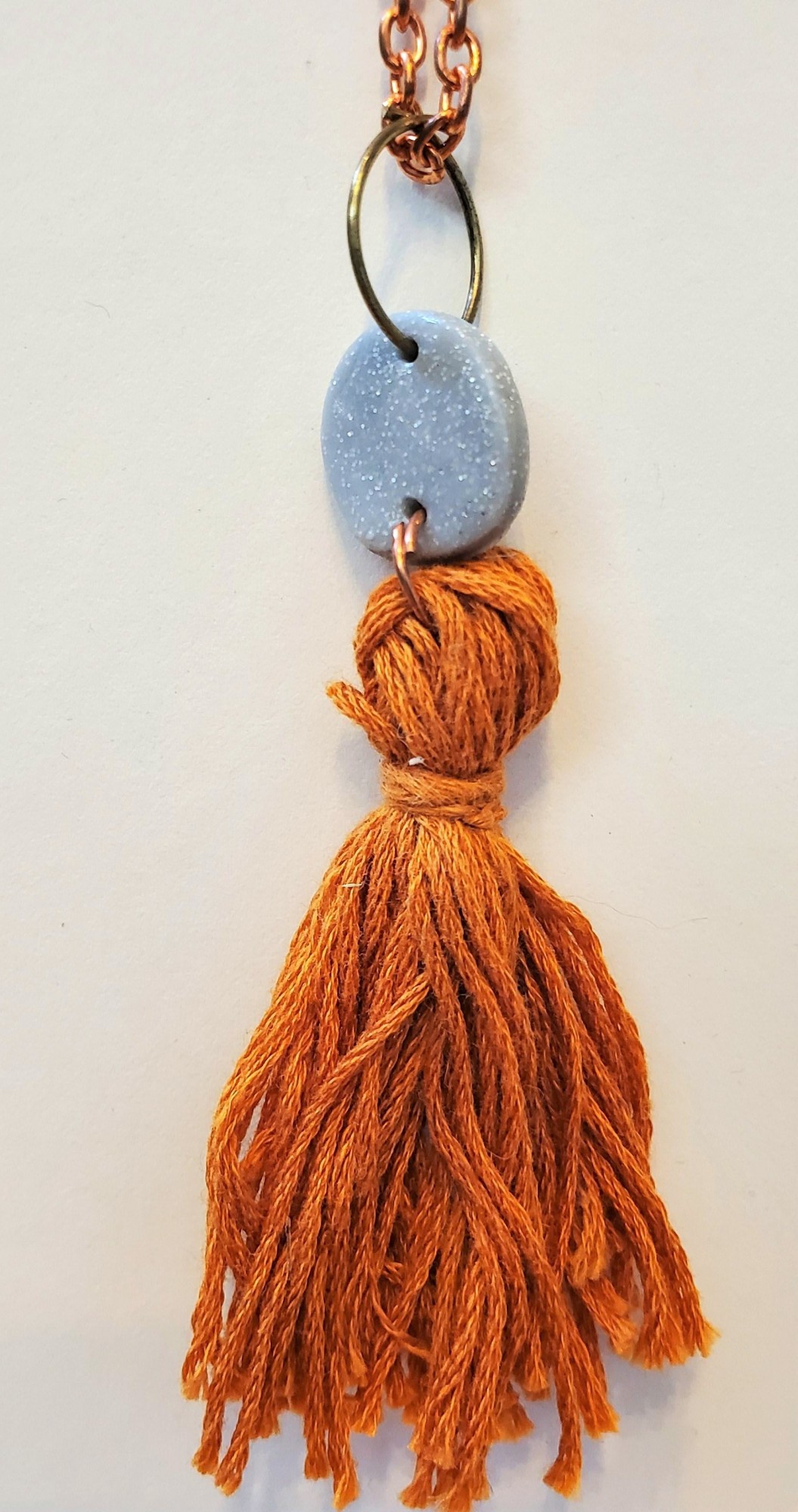 Polymer Tasseled Necklace - camel brown
